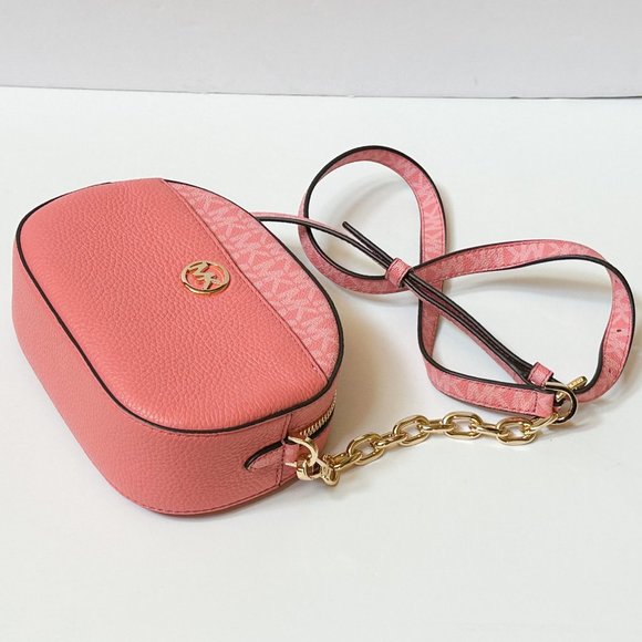 Michael Kors Jet Set Glam Small MINI Oval Camera Crossbody Bag MK Tea Rose - Picture 7 of 13